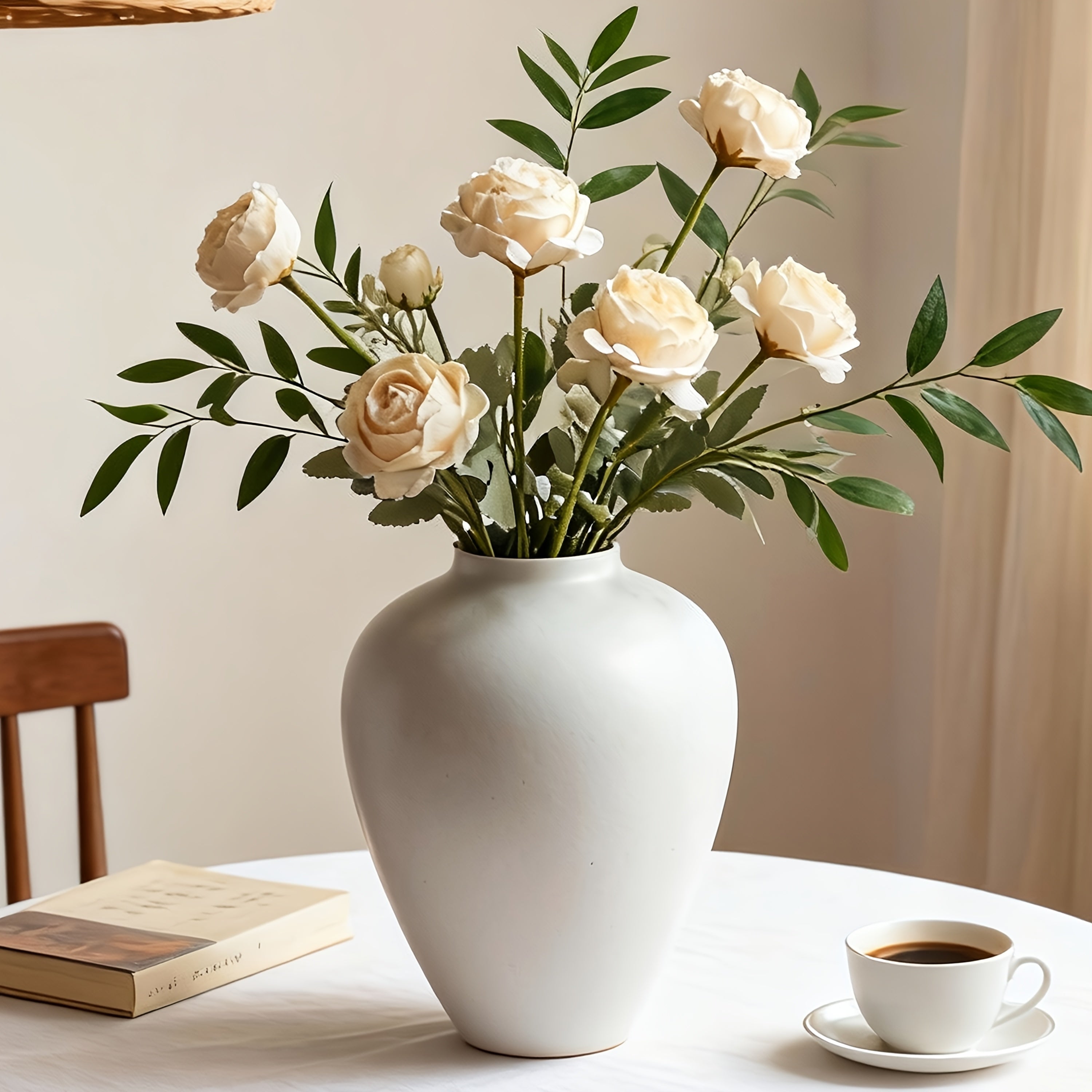 Vintage Matte Ceramic Vase | Soft Texture, Versatile for Living Room, Dining Table, Bedroom Desk Decor, Ideal for Christmas and New Year Gifts, Creates Warm Minimalist Home Scene