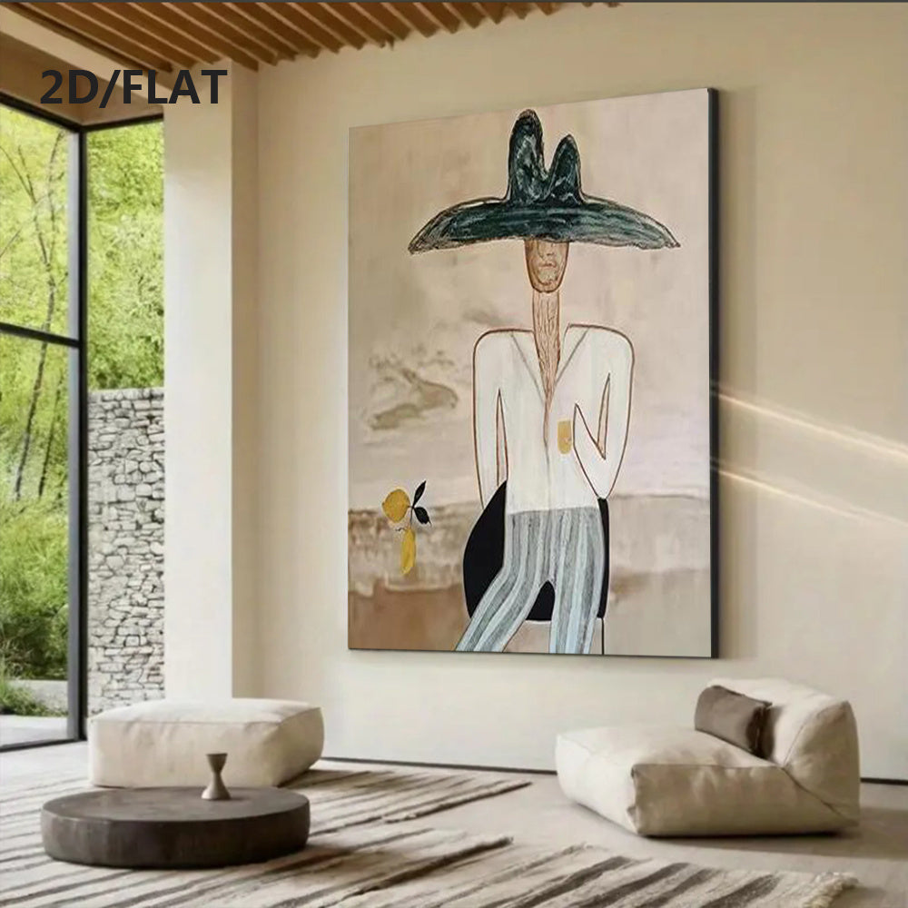 Abstract Oil Painting\u002FWestern Cowboy 2D Style\u002FEntirely Hand-Drawn\u002FModern Canvas Mural\u002FLiving Room Decor\u002FFrameless Design\u002FInterior Aesthetics