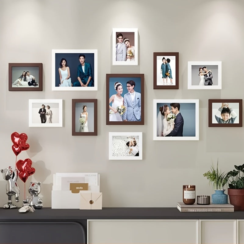 A Sophisticated New Year Creative Photo Wall with 11 Combination Frames for Decoration, Perfect for Displaying Family Photos on The Wall Without Drilling