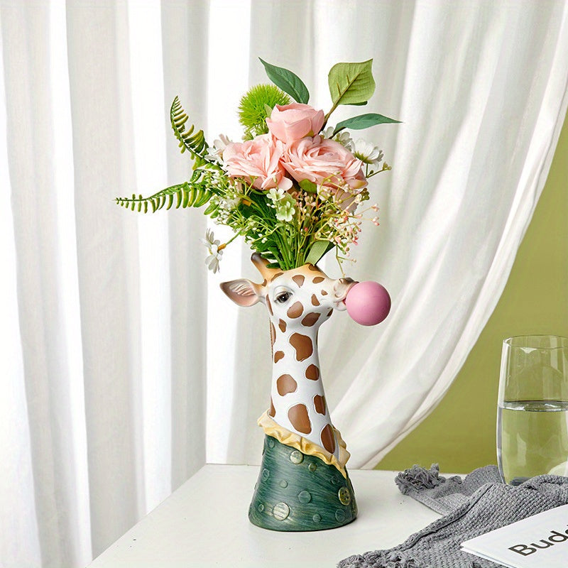 1pc Easter Decoration, Creative Nordic Vase Ornament for Living Room Flower Arrangement, Animal Decor Featuring Giraffes And Zebras, a Unique New Year Gift