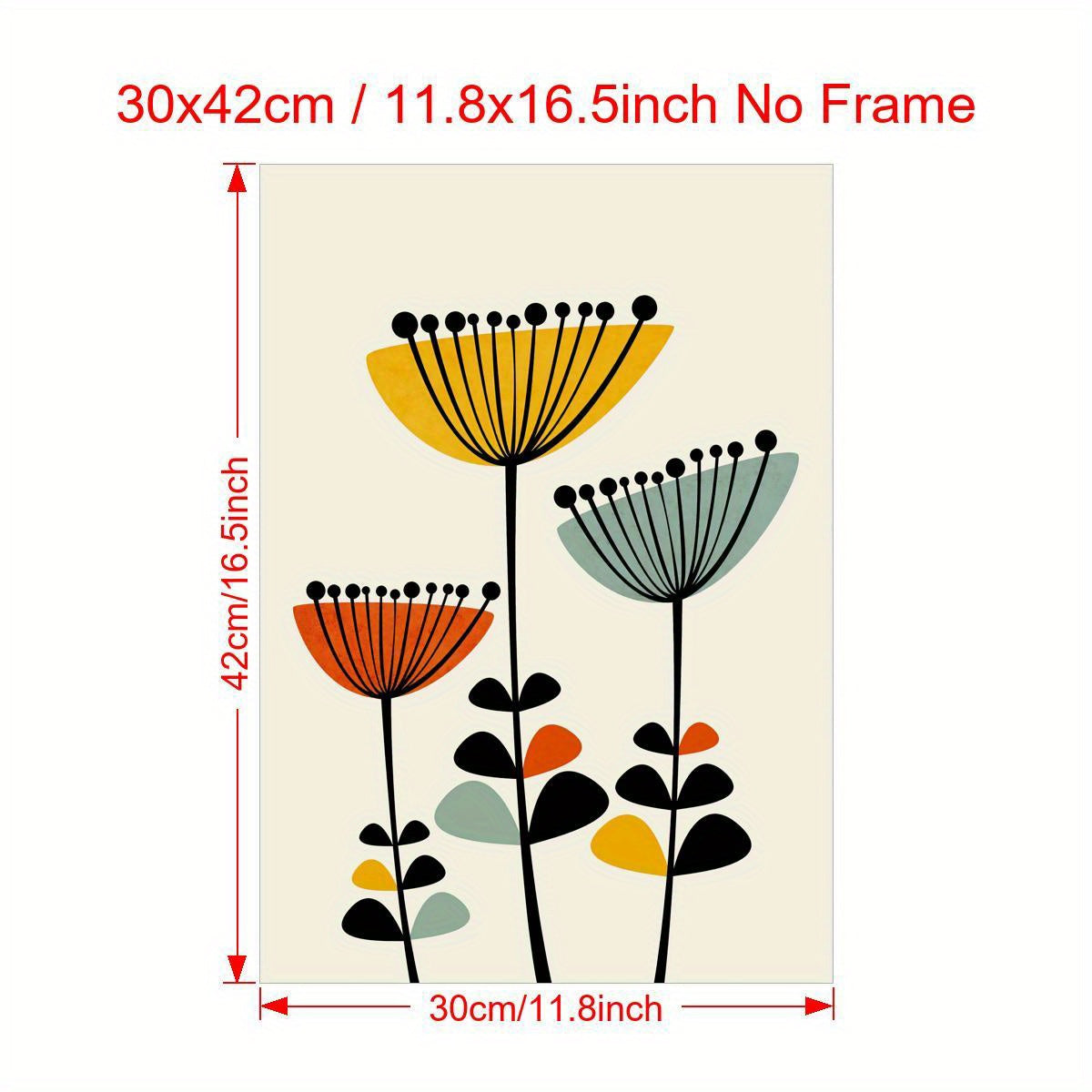 1pc Vintage Mid Century Modern Botanical Flowers Illustration Art Print Poster, for Home Office Bedroom Living Room Kitchen Corridor Bathroom Hotel Bar Coffee Shop Wall Art Decoration, Frameless