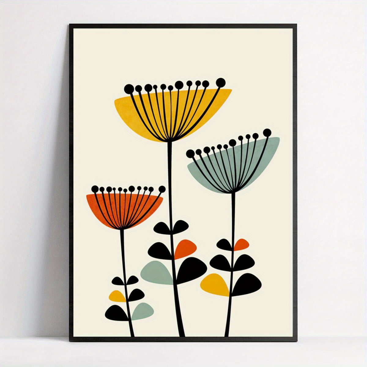 1pc Vintage Mid Century Modern Botanical Flowers Illustration Art Print Poster, for Home Office Bedroom Living Room Kitchen Corridor Bathroom Hotel Bar Coffee Shop Wall Art Decoration, Frameless