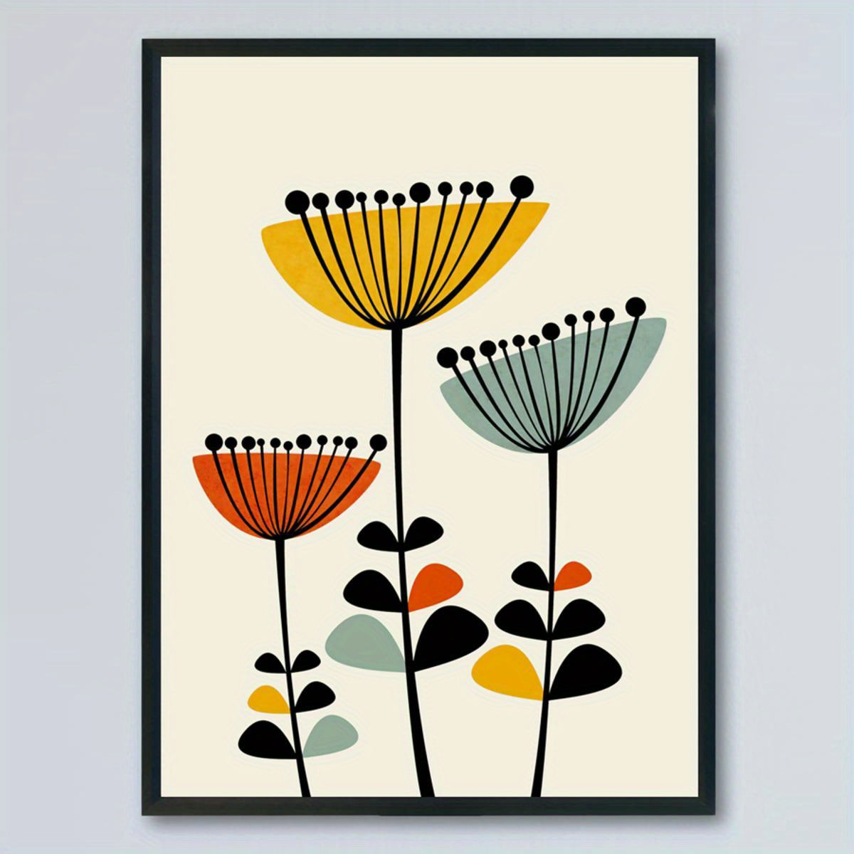 1pc Vintage Mid Century Modern Botanical Flowers Illustration Art Print Poster, for Home Office Bedroom Living Room Kitchen Corridor Bathroom Hotel Bar Coffee Shop Wall Art Decoration, Frameless