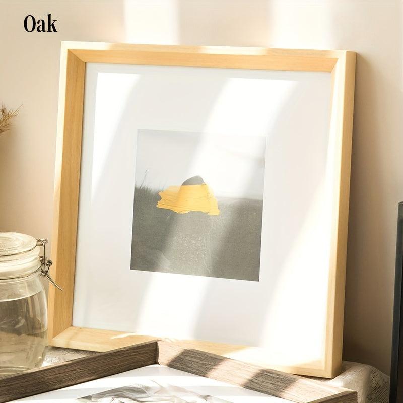 Chic Square Picture Frame - Walnut & Oak Finish, Wall-Mountable for Photos and Artwork, Lightweight Home Decor