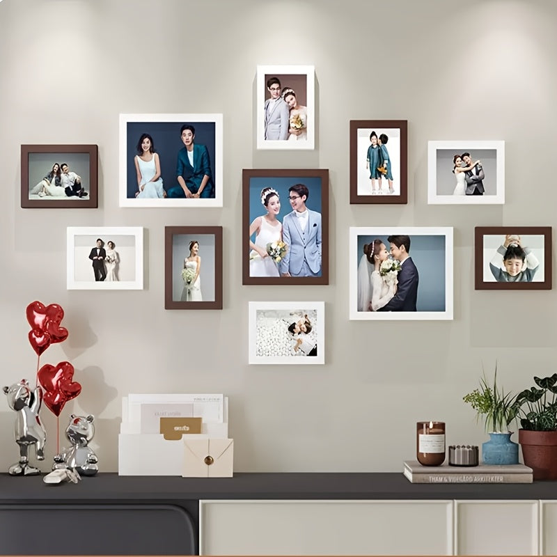 A Sophisticated New Year Creative Photo Wall with 11 Combination Frames for Decoration, Perfect for Displaying Family Photos on The Wall Without Drilling