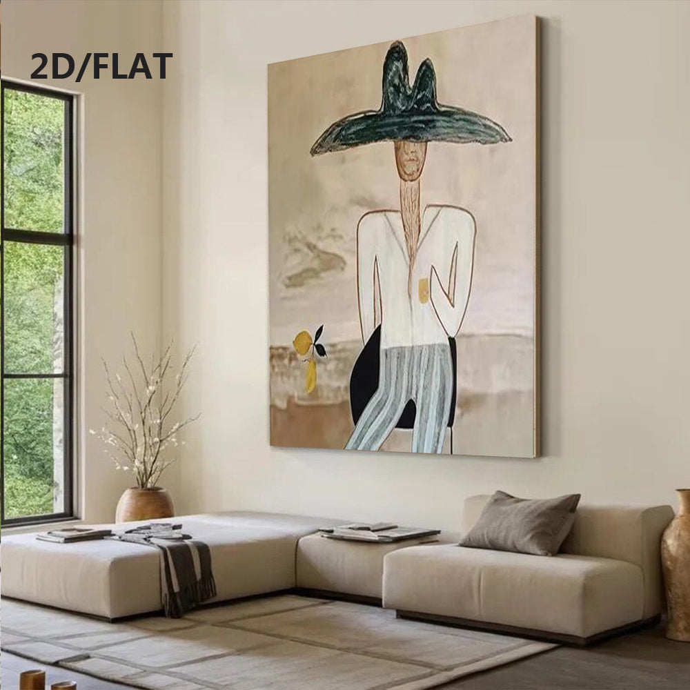 Abstract Oil Painting\u002FWestern Cowboy 2D Style\u002FEntirely Hand-Drawn\u002FModern Canvas Mural\u002FLiving Room Decor\u002FFrameless Design\u002FInterior Aesthetics