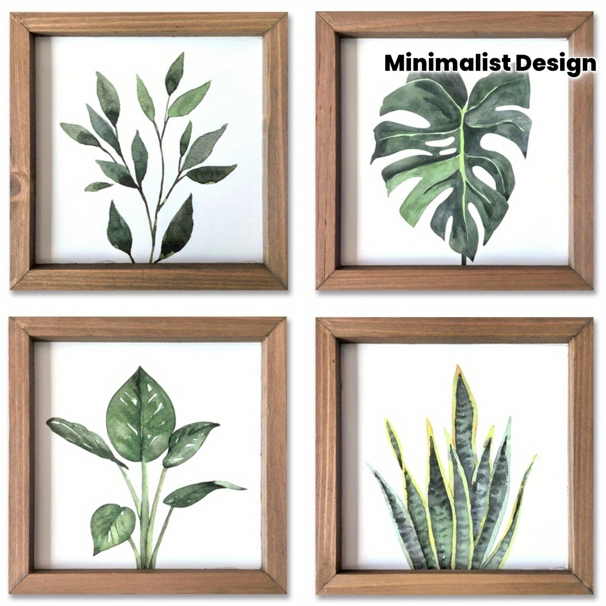 Halloween 4pcs Framed Bathroom Wall Decor, Sage Green Plant Print Bedroom Decoration, Minimalist Bathroom Art (20.3 x 20.3cm), Halloween
