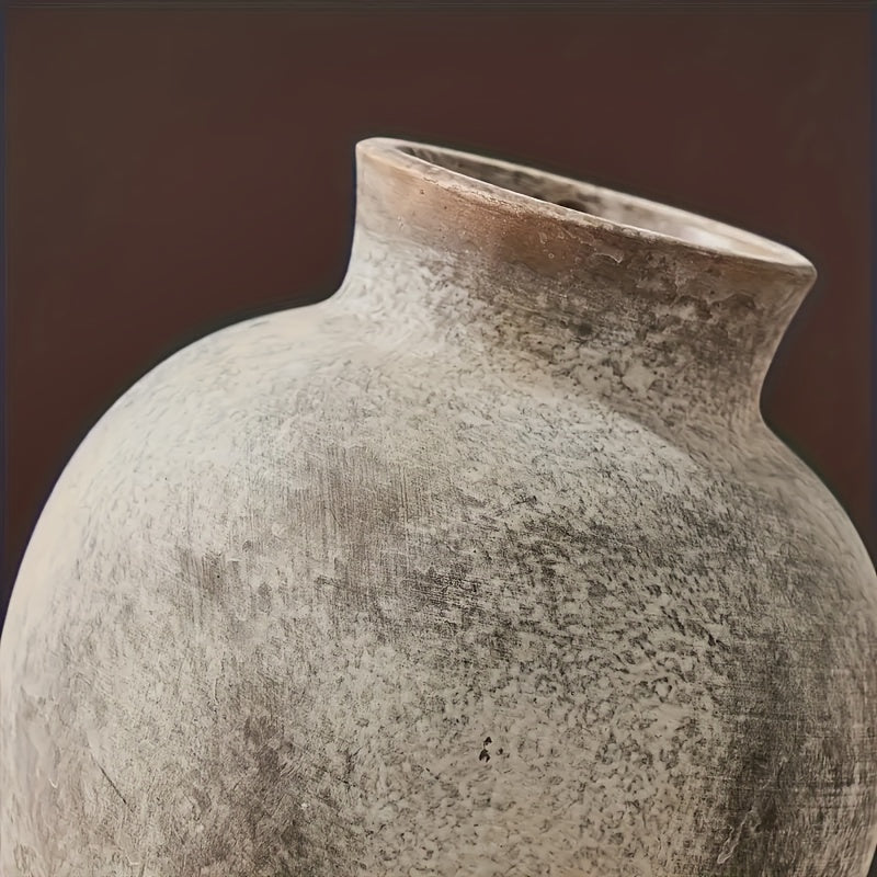 Vintage Bohemian Ceramic Vase Vintage Bohemian Ceramic Vase - Round Natural Clay Pot for Indoor\u002FOutdoor Use, Durable Rustic Table Centerpiece, Home Decor for Living Room, Dining, Patio - Flower, Cacti, Herb Decoration