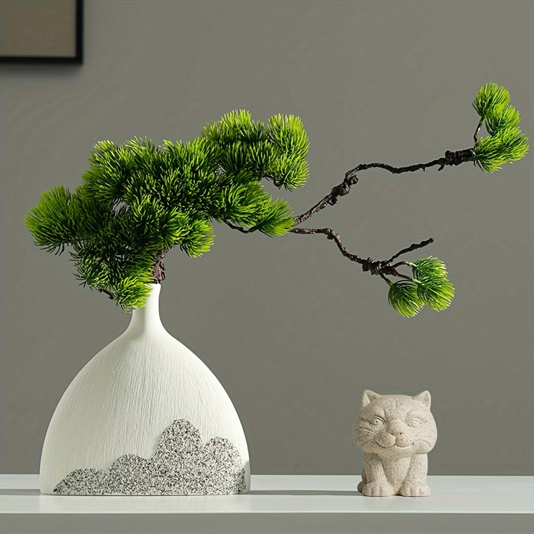 1\u002F2pcs Creative Ceramic Vase, Chinese Zen Ornaments Living Room Gateway Home Accessories, Study Tea Room Furnishings, For Home Room Living Room Office Decor, Mother's Day New Year Easter Gift