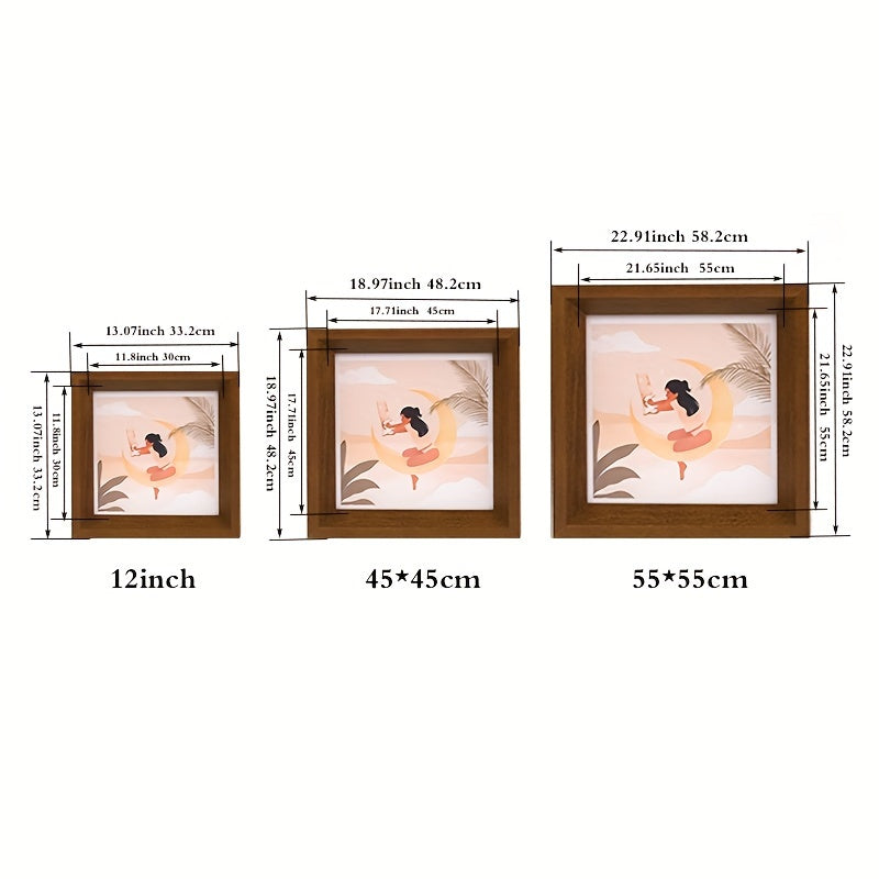 Chic Square Picture Frame - Walnut & Oak Finish, Wall-Mountable for Photos and Artwork, Lightweight Home Decor