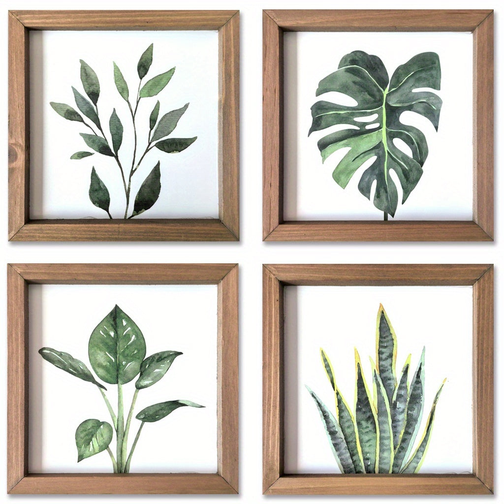 Halloween 4pcs Framed Bathroom Wall Decor, Sage Green Plant Print Bedroom Decoration, Minimalist Bathroom Art (20.3 x 20.3cm), Halloween