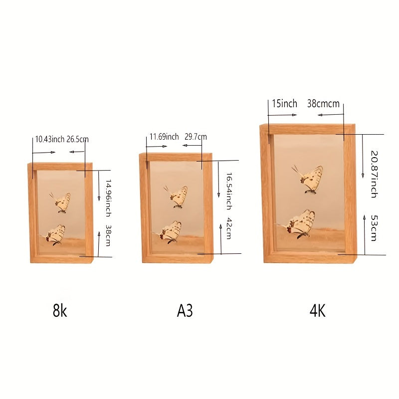 Acrylic Transparent Double-Sided Photo Frame with a Wooden Texture, Suitable for Displaying Pressed Leaf Specimens, Can Be Hung on The Wall Or Used As a Tabletop Frame