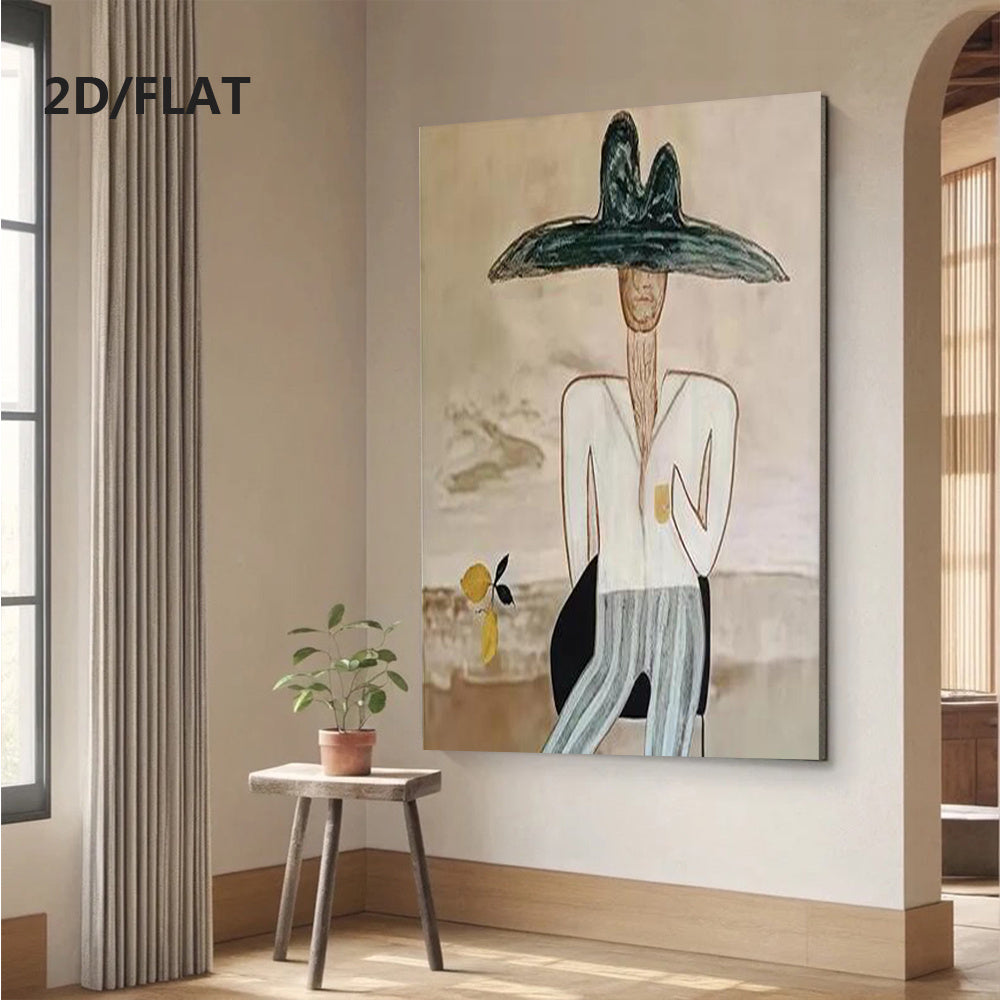 Abstract Oil Painting\u002FWestern Cowboy 2D Style\u002FEntirely Hand-Drawn\u002FModern Canvas Mural\u002FLiving Room Decor\u002FFrameless Design\u002FInterior Aesthetics