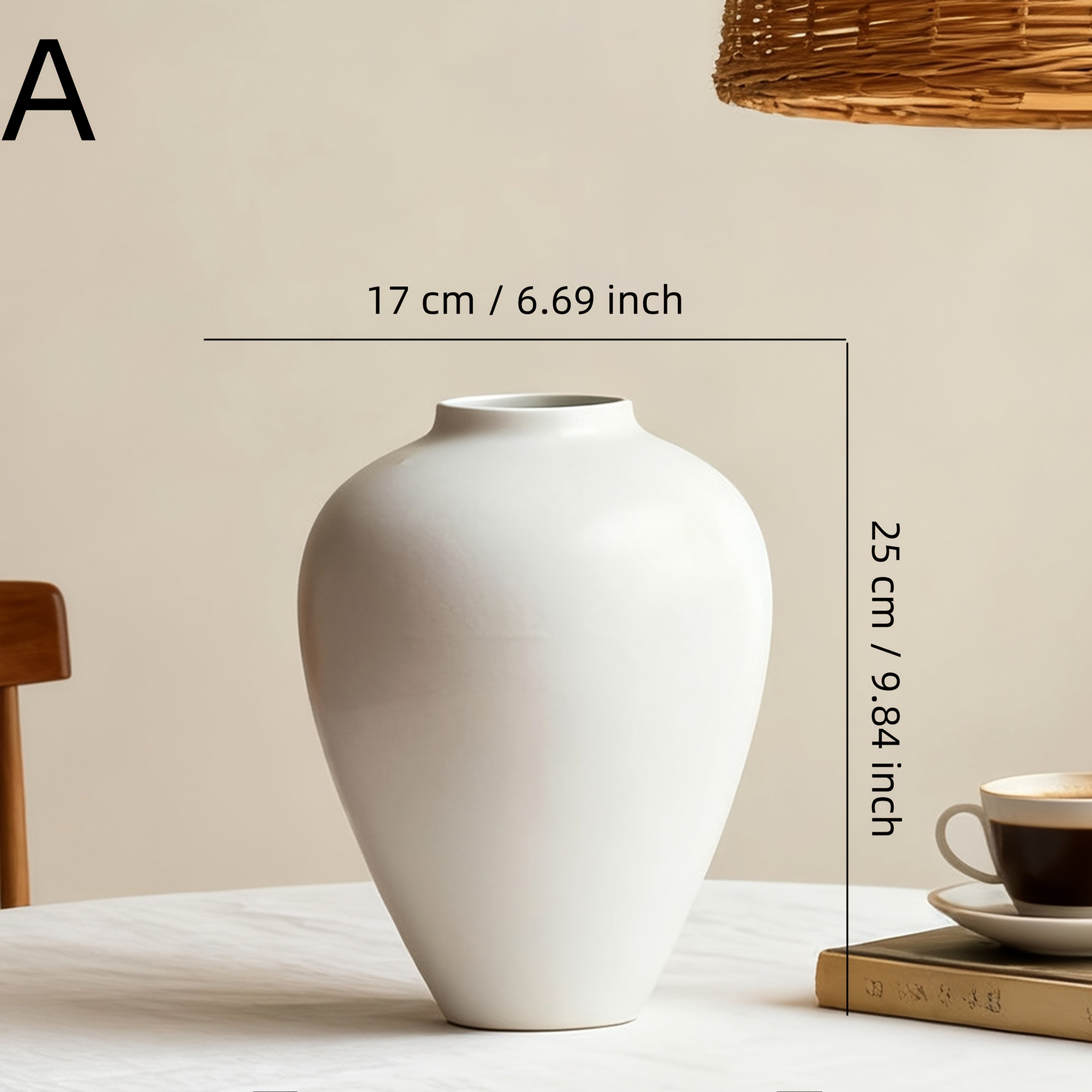 Vintage Matte Ceramic Vase | Soft Texture, Versatile for Living Room, Dining Table, Bedroom Desk Decor, Ideal for Christmas and New Year Gifts, Creates Warm Minimalist Home Scene