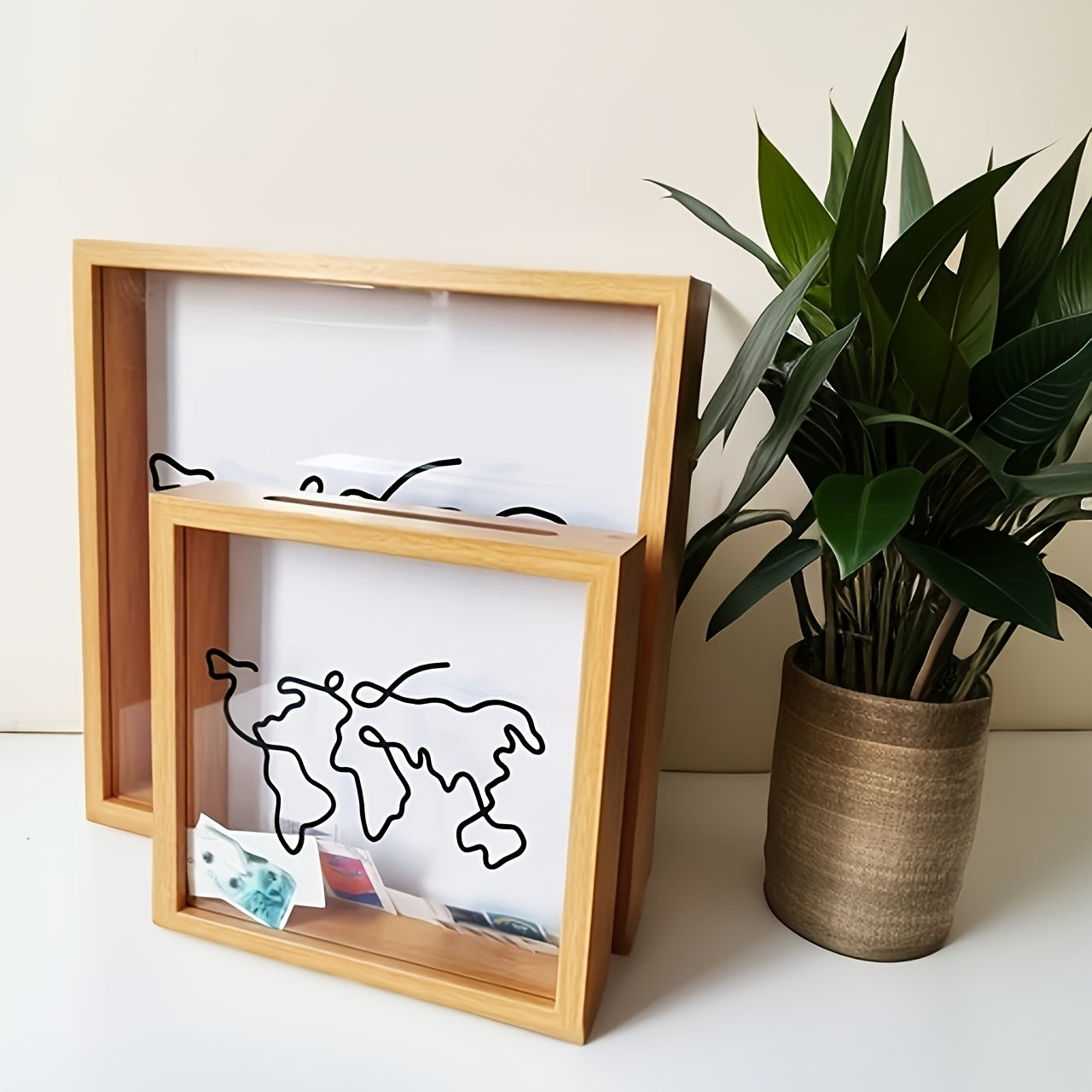 A Wooden Commemorative Ticket Storage Frame for Postcards, Tickets, And Photos, a Display Frame for Souvenirs, a Memory Box for Travel Maps, a Gift to Record Life And Travel