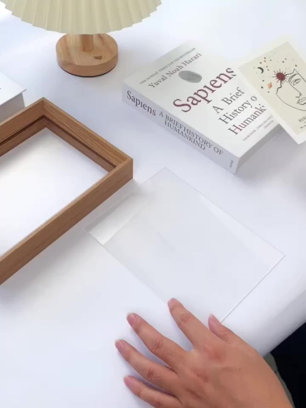 Display Frame for Shipping Wooden Acrylic Photo Frame | Double-Sided Transparent Unframed Picture Frame for Wall Hanging | Perfect for Posters, Sketches, Christmas Gifts