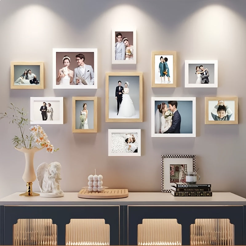 A Sophisticated New Year Creative Photo Wall with 11 Combination Frames for Decoration, Perfect for Displaying Family Photos on The Wall Without Drilling