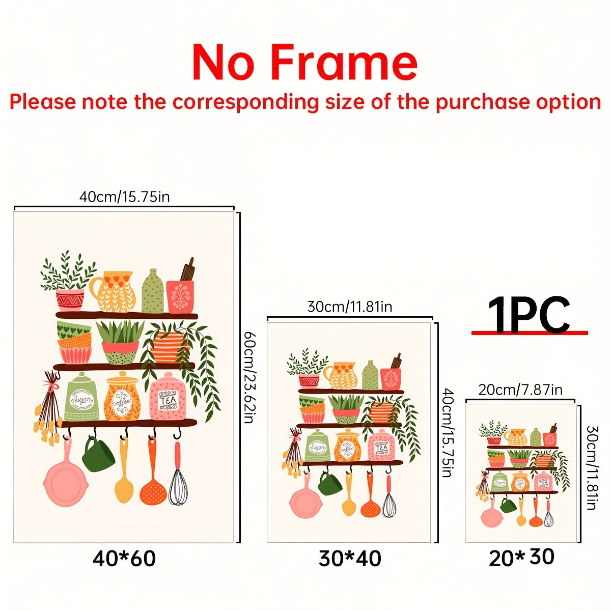 1pc Vibrant Kitchen Wall Art Print - Contemporary Leaf & Culinary Motifs Canvas Poster, Unframed Bright Home Decor for Living Room, Bedroom, Bathroom, Home Office, Kitchen Wall Decor, Artistic Poster, Durable Poster, Interior Designers