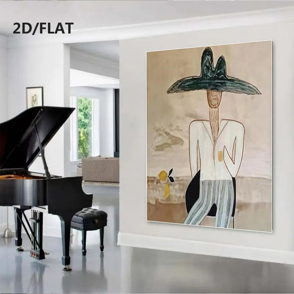 Abstract Oil Painting\u002FWestern Cowboy 2D Style\u002FEntirely Hand-Drawn\u002FModern Canvas Mural\u002FLiving Room Decor\u002FFrameless Design\u002FInterior Aesthetics