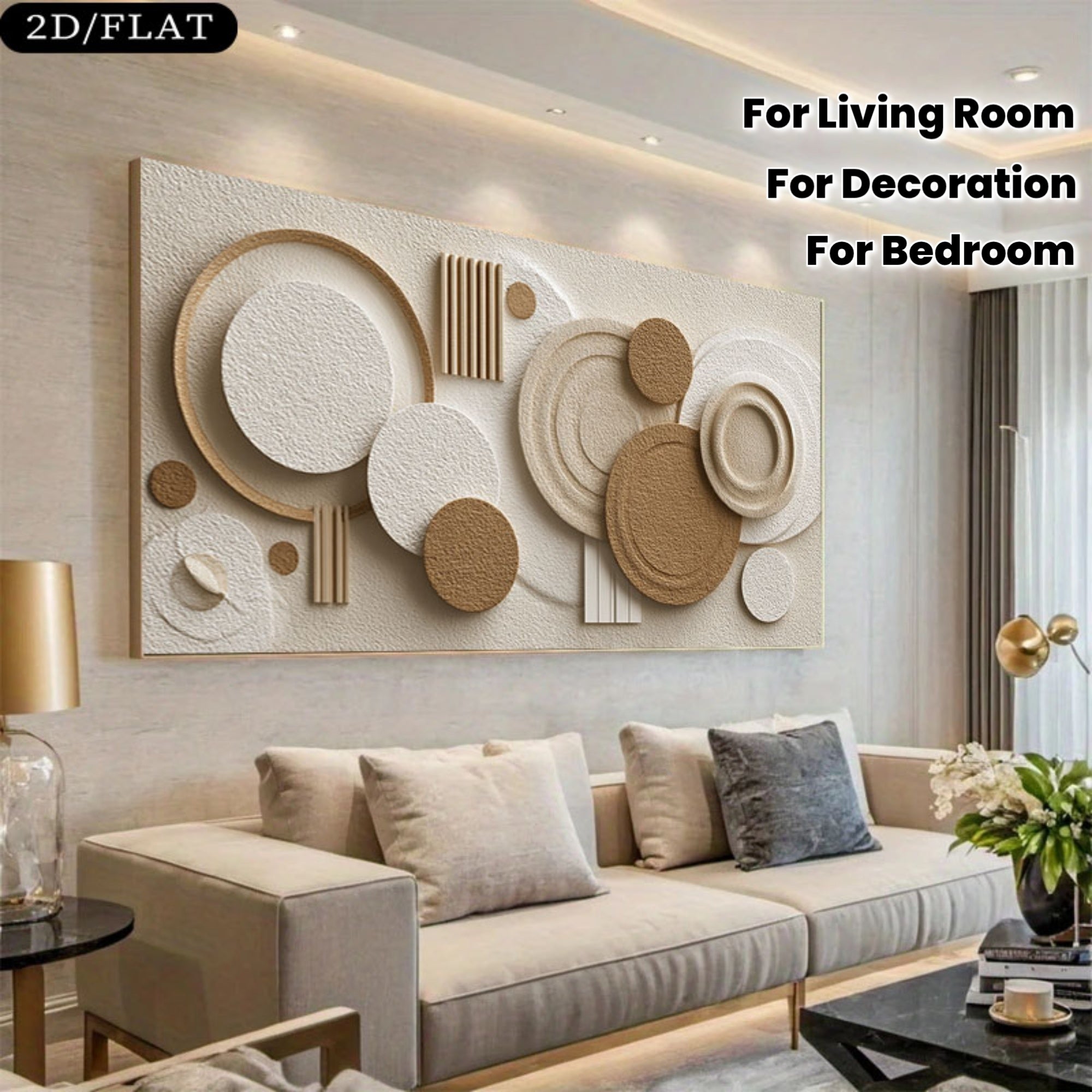 2D Flat, 2D Flat1pcs 31.49X62.99in\u002F80X160cm, Large Frameless Modern Canvas Art Prints, Realistic Fashion Mural Design Posters, Suitable for Living Room Bedroom, Christmas Gift, Neutral Tones Abstract Geometric Shapes Wall Decor, 2D