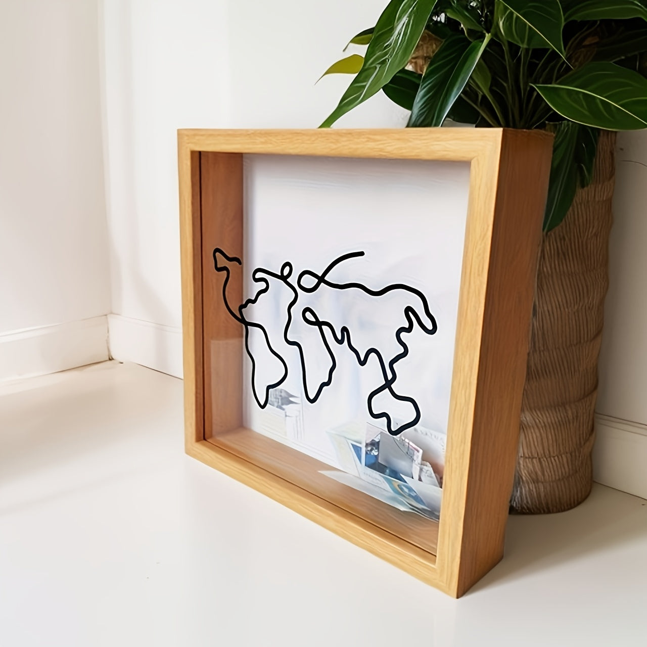 A Wooden Commemorative Ticket Storage Frame for Postcards, Tickets, And Photos, a Display Frame for Souvenirs, a Memory Box for Travel Maps, a Gift to Record Life And Travel