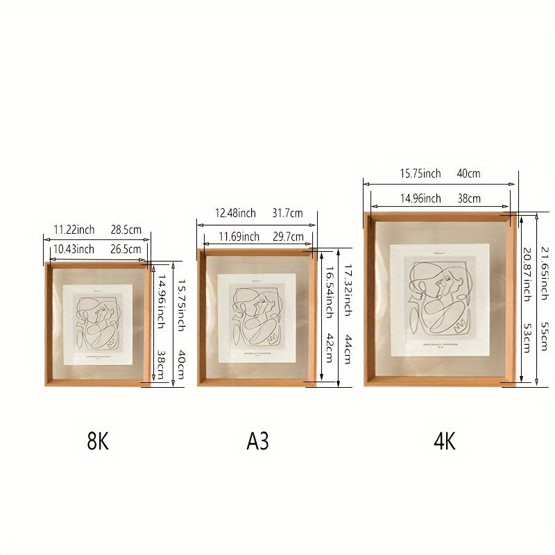 Large A3 Acrylic Frame Large A3 Acrylic Photo Frame | Double-Sided Transparent, Wall-Mounted or Desktop, Lightweight Wood Grain, Christmas Decor Home Accents