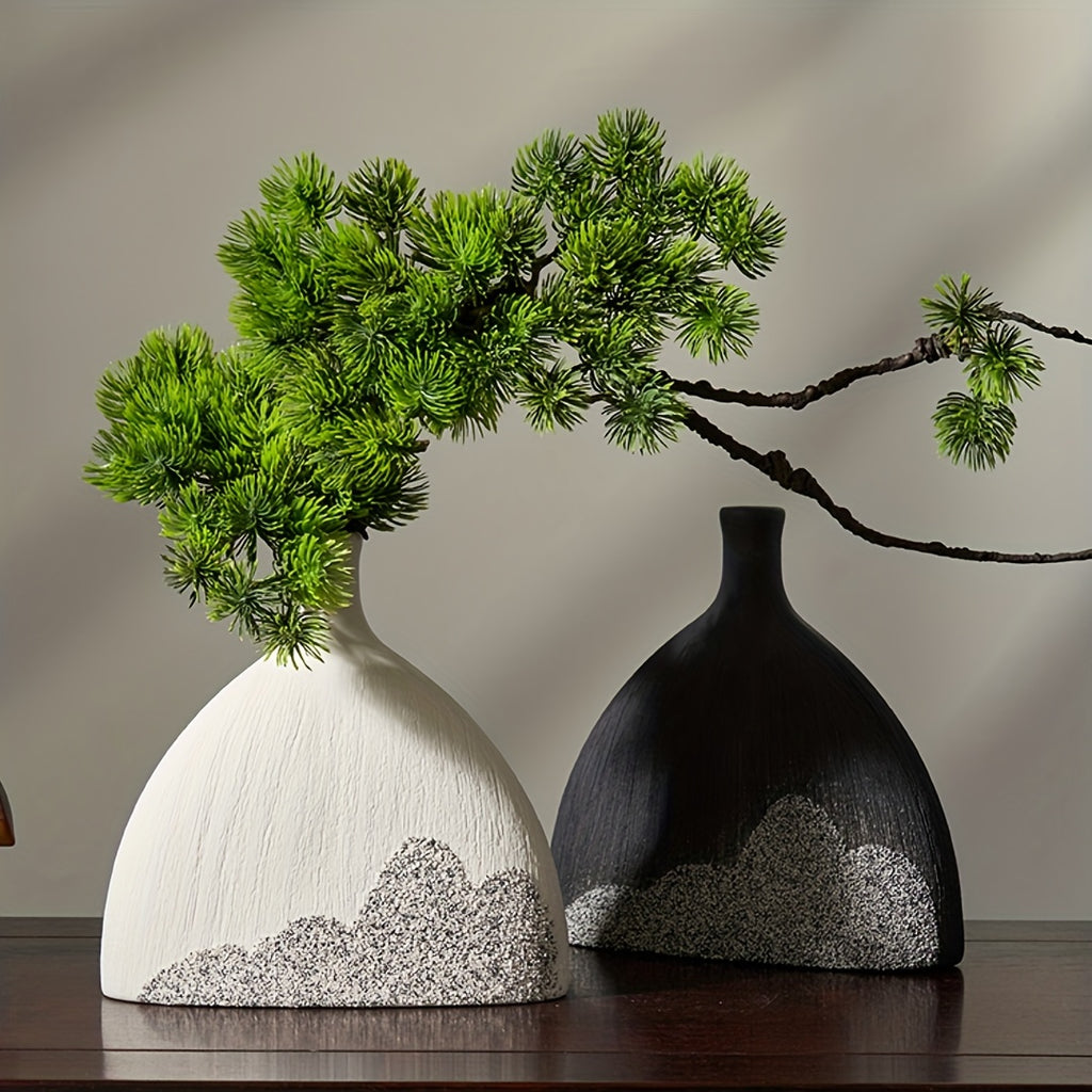 1\u002F2pcs Creative Ceramic Vase, Chinese Zen Ornaments Living Room Gateway Home Accessories, Study Tea Room Furnishings, For Home Room Living Room Office Decor, Mother's Day New Year Easter Gift