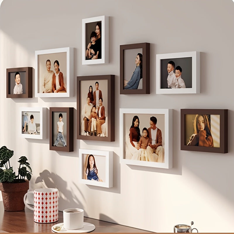 A Sophisticated New Year Creative Photo Wall with 11 Combination Frames for Decoration, Perfect for Displaying Family Photos on The Wall Without Drilling