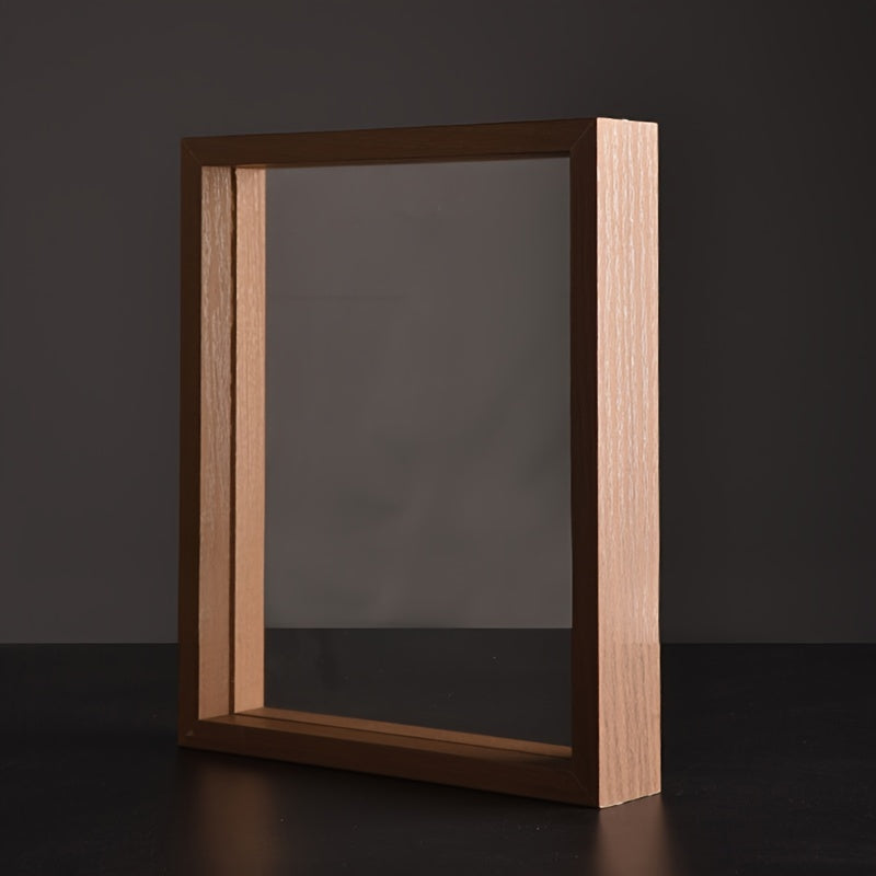 Acrylic Transparent Double-Sided Photo Frame with a Wooden Texture, Suitable for Displaying Pressed Leaf Specimens, Can Be Hung on The Wall Or Used As a Tabletop Frame