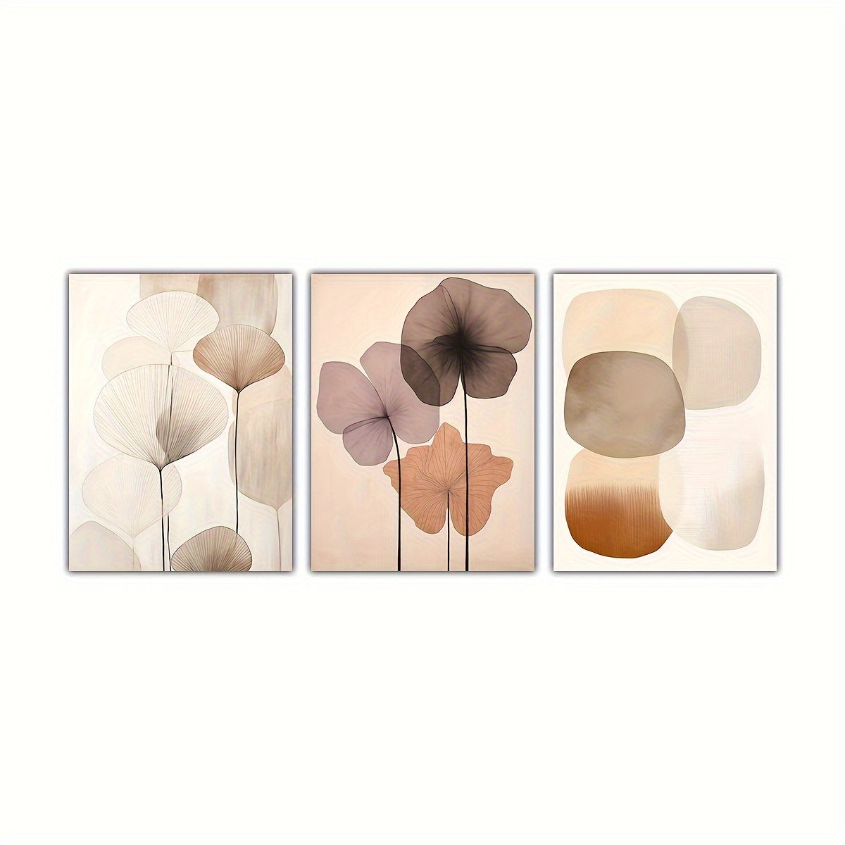 Floral Japandi Painting Minimalist Floral Japandi Wall Art | Abstract Beige Painting, Boho Decor, Muted Neutral Colors, Calming Poster, Modern Home Decor, Wabi Sabi Ari Geometrical Trendy Art