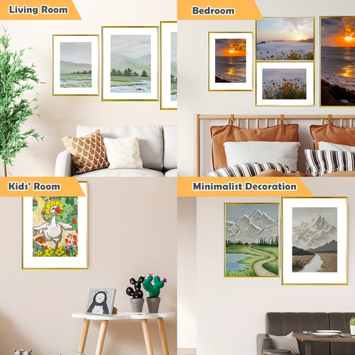 1pc Classic Golden Picture Frame, 16x20inch, Wall Mounting Vertical Oblong Photo Frame for Canvas Painting\u002FPoster, Ideal for Home, Office, Living Room Decor, Birthday Party, Halloween, Christmas Gift - Pictures for Display Only, Picture Wall Decor