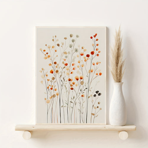 1pc Frameless Botanical Wildflowers in Earthy Tones - Modern Minimalist WMinimalist Neutral Canvas, Reusable Wall Art Suitable for Living Room, Bedroom, Kitchen, Bathroom Decor - Elegant Plant Art
